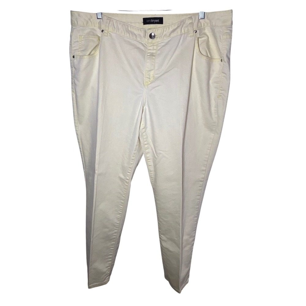 Lane Bryant Pale Yellow Straight Leg Pants Plus Size 22 Cotton Blend Casual